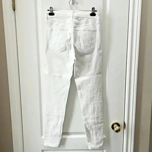 GAP True Skinny Jeans High Rise Split Hem Front Ankle Slit Stretch White Size 26 - Picture 5 of 16